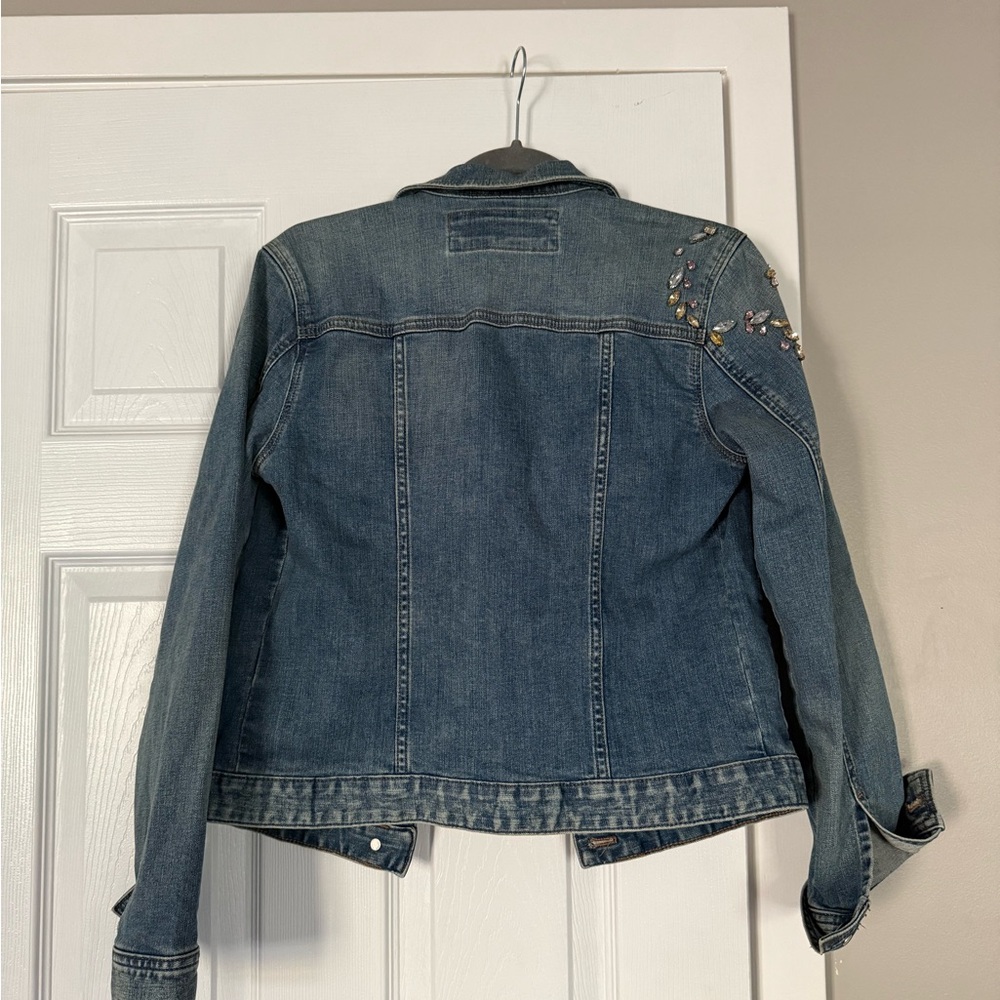 Express Rhinestone Studded Denim Jean Jacket - Picture 7 of 9